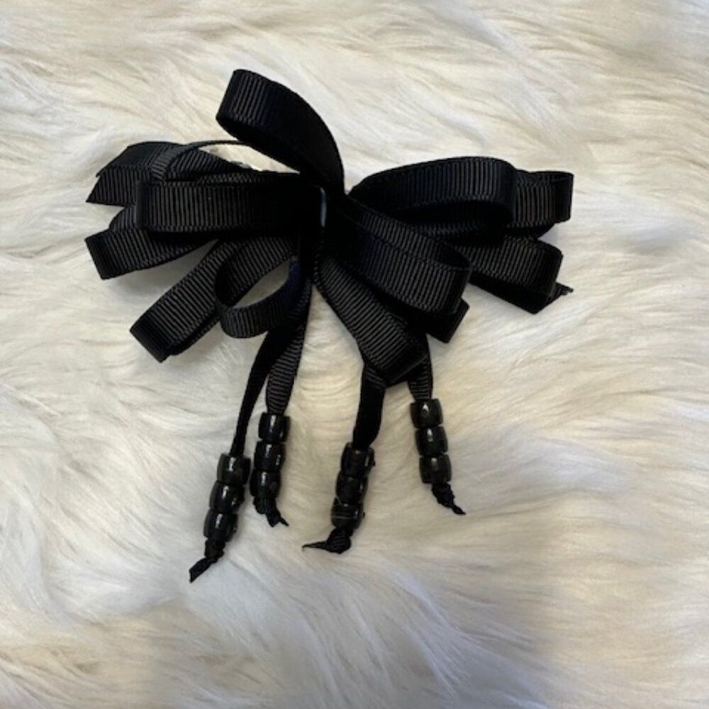 Black 4" Loopy Bow on Spring Barrette 4B2163 Handmade
